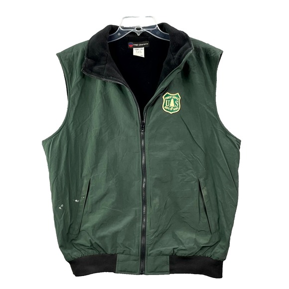 TAG Uniform US Forest Service Vest Men Large Tall Green Fleece Lined Classic USA